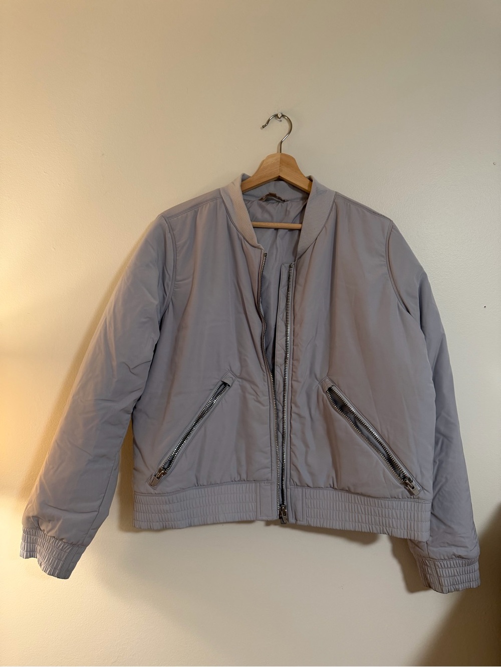 Athleta Gray Blue Lightweight Bomber Jacket
